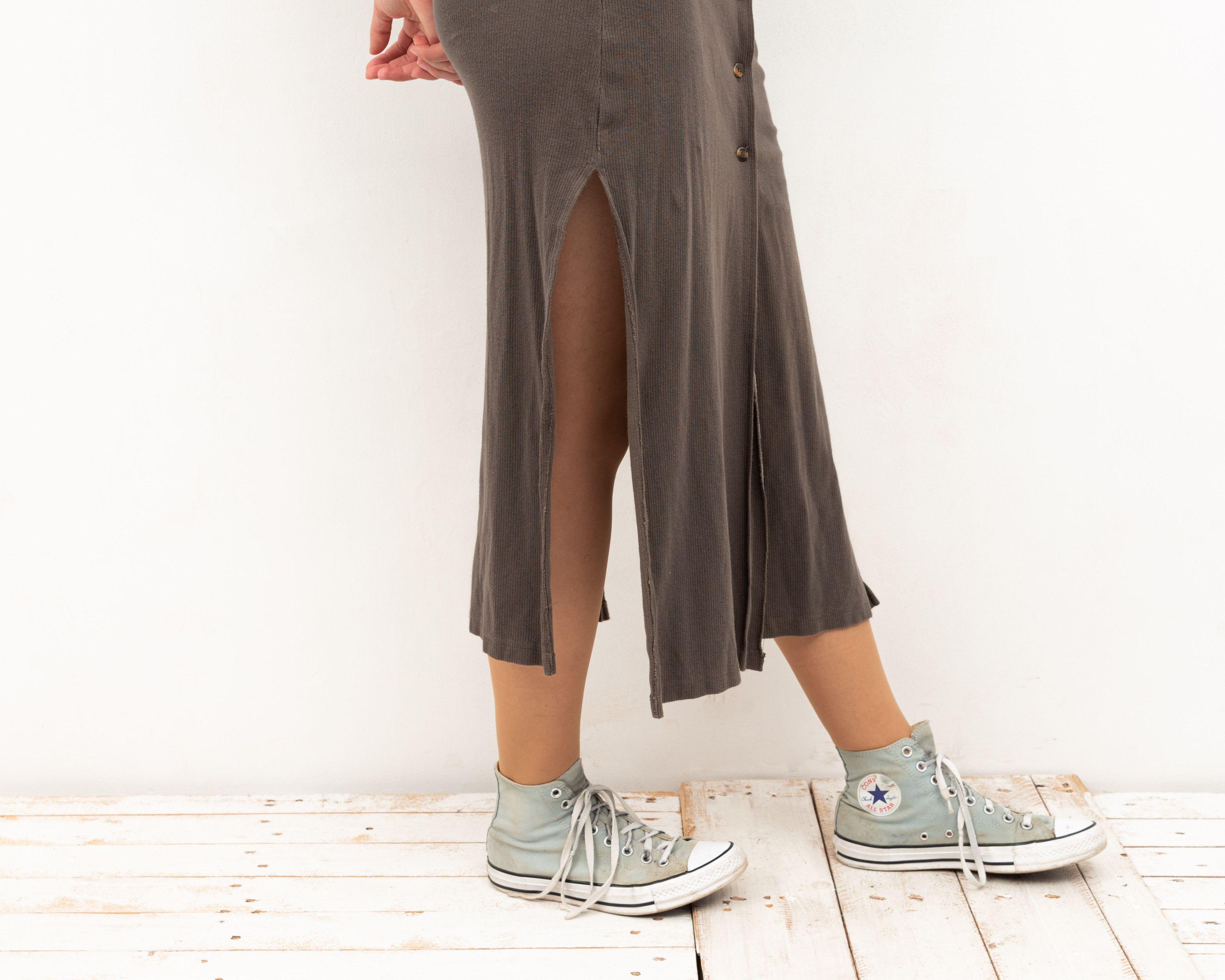 Vintage Maxi Dress Bodycon Stretchy Sleeveless Button Fitted V-Neck Size M / US 6-8 / IT 42-44 - 5 Thumbnail