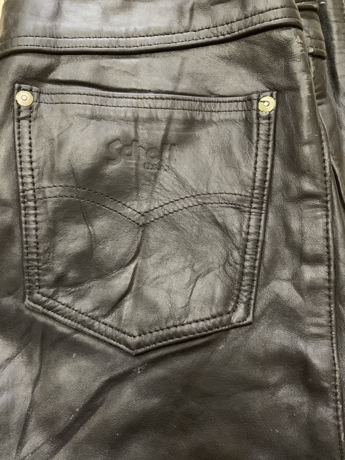 Genuine Leather × Schott × Vintage RARE ‼️ Vintage Schott Leather Pants Size US 32 / EU 48 - 3 Thumbnail