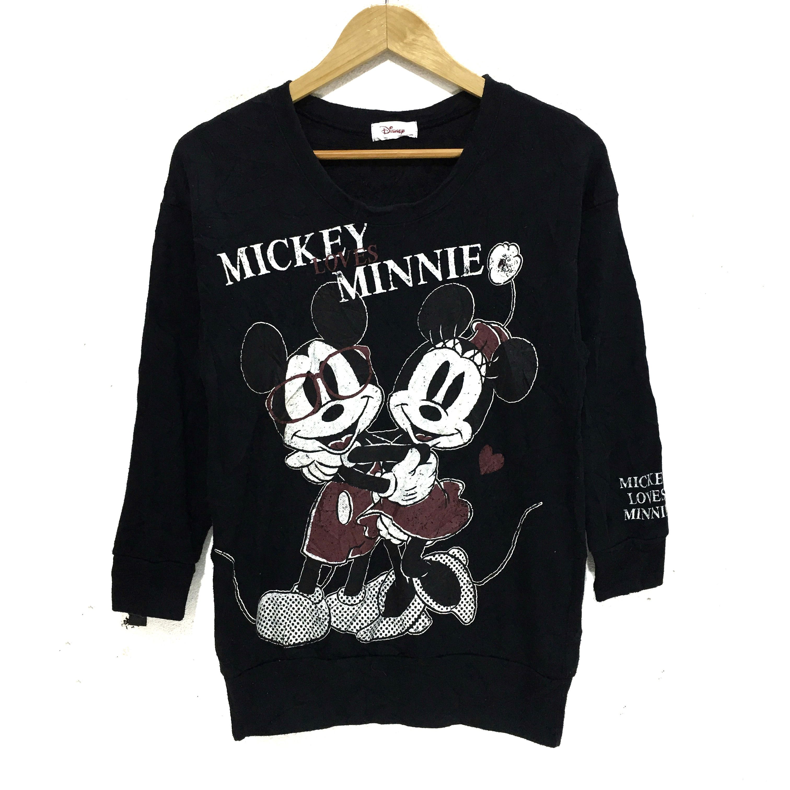 Vtg MICKEY LOVES MINNIE Sweatshirt Disney Cartoon Sweater