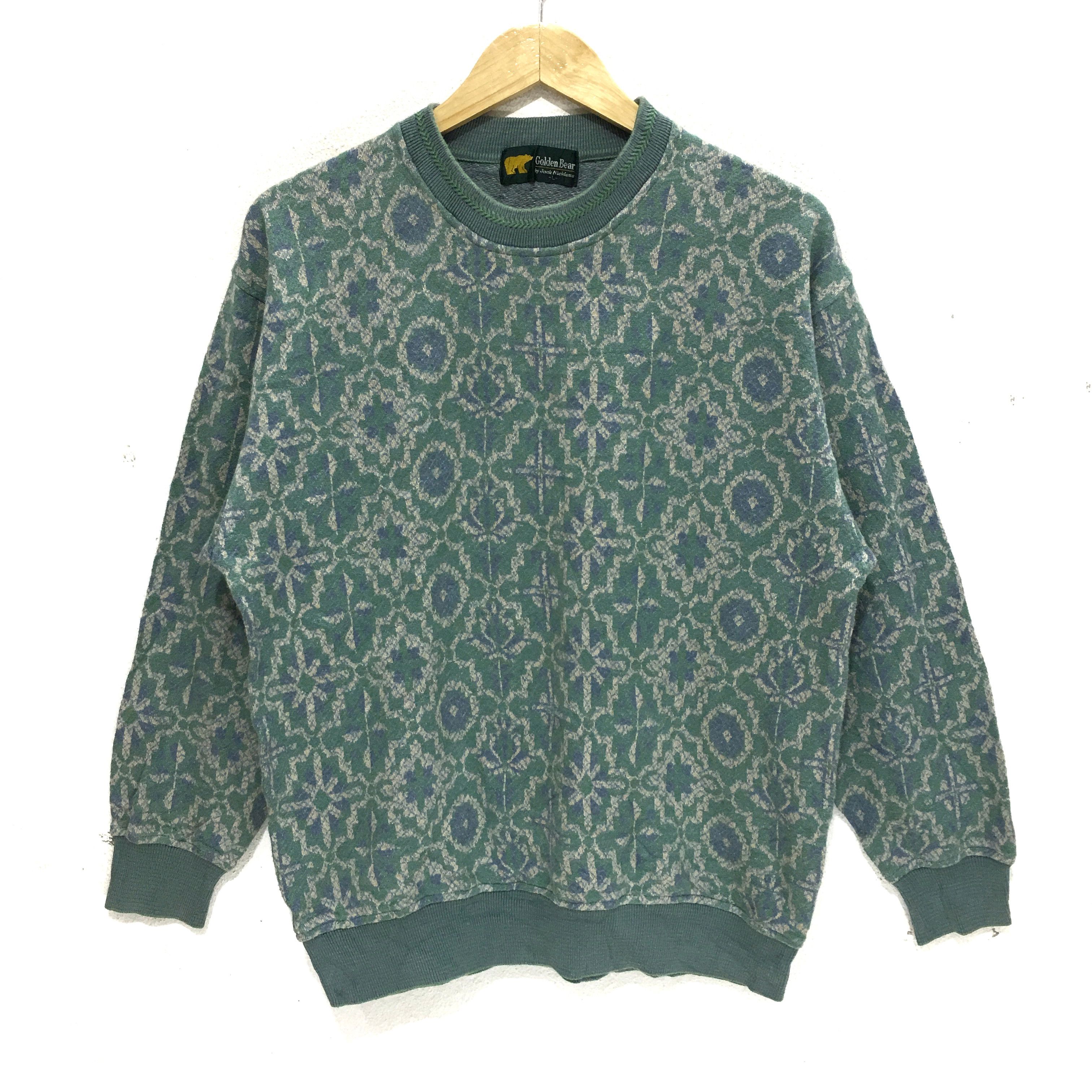 Vtg GOLDEN BEAR Jack Nicklaus Sweatshirt Green Golf Sweater