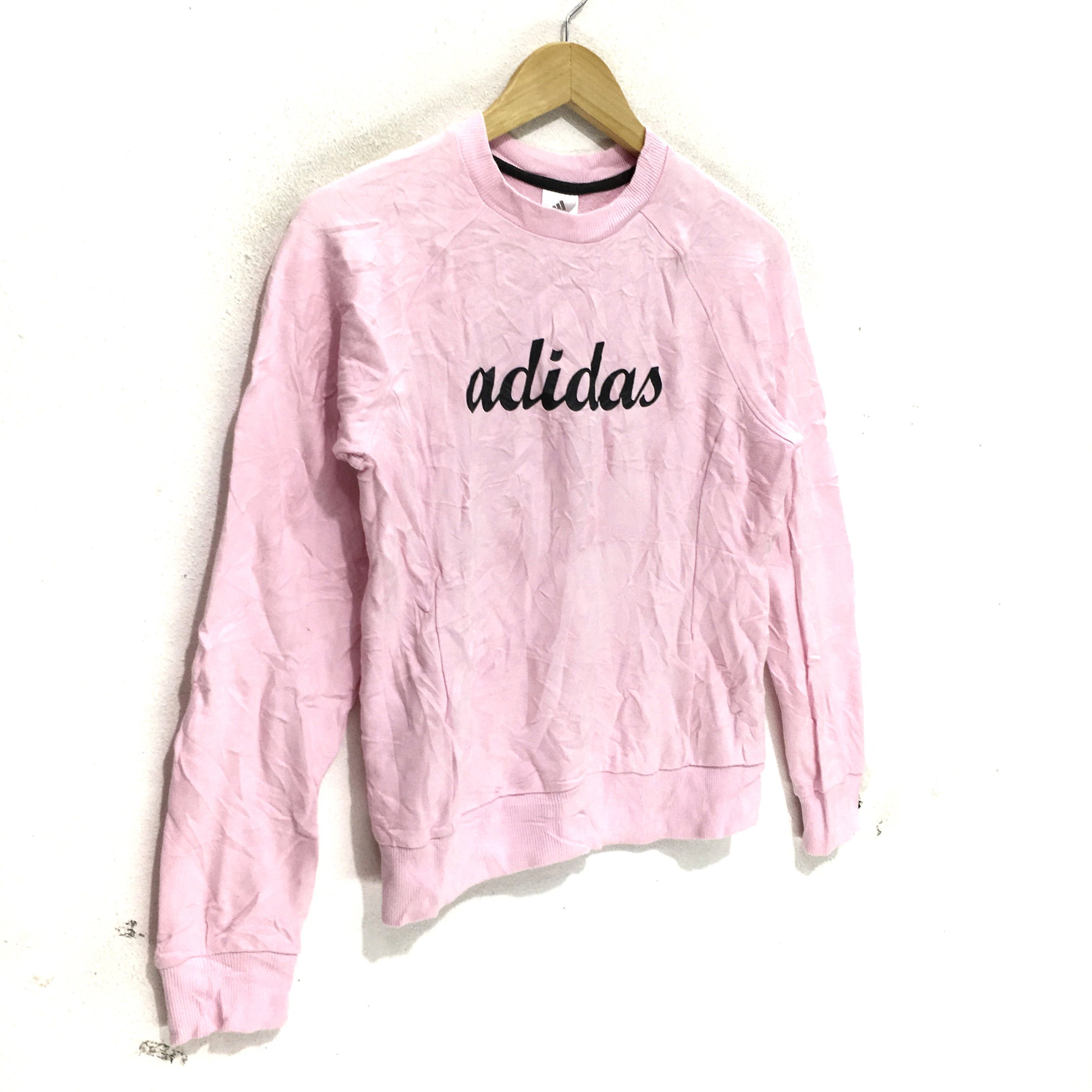 Adidas Vtg ADIDAS Pink Sweatshirt Big Logo Crewneck Sweater Size S / US 4 / IT 40 - 4 Thumbnail