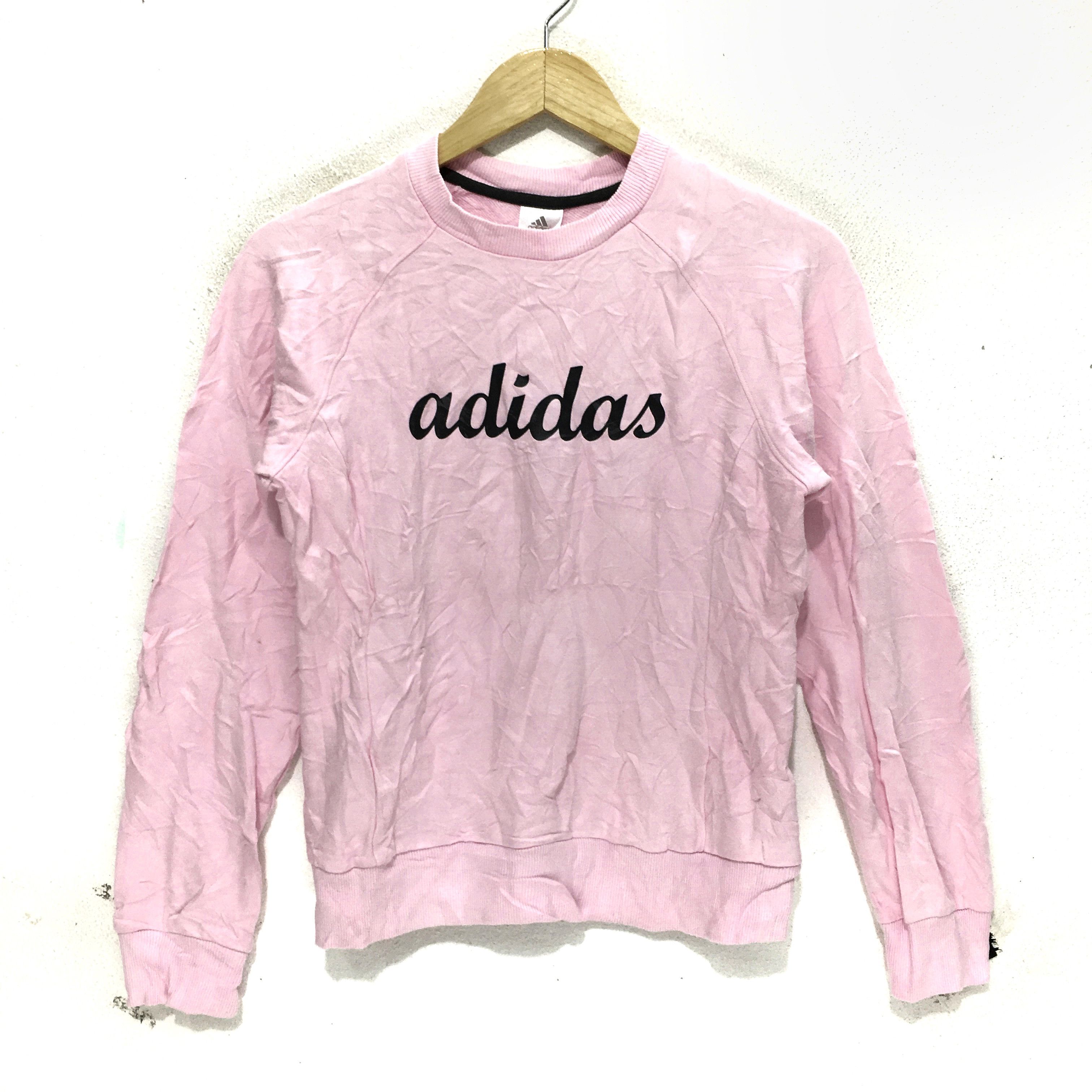 Adidas Vtg ADIDAS Pink Sweatshirt Big Logo Crewneck Sweater Size S / US 4 / IT 40 - 1 Thumbnail