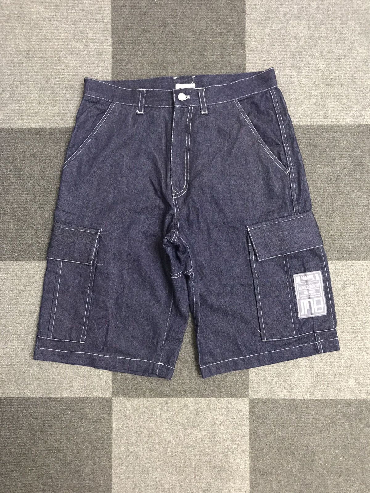 image of Archival Clothing Milkboy Harajuku Designer Japan Streetwear Short Cargo Denim, Men's (Size 33)