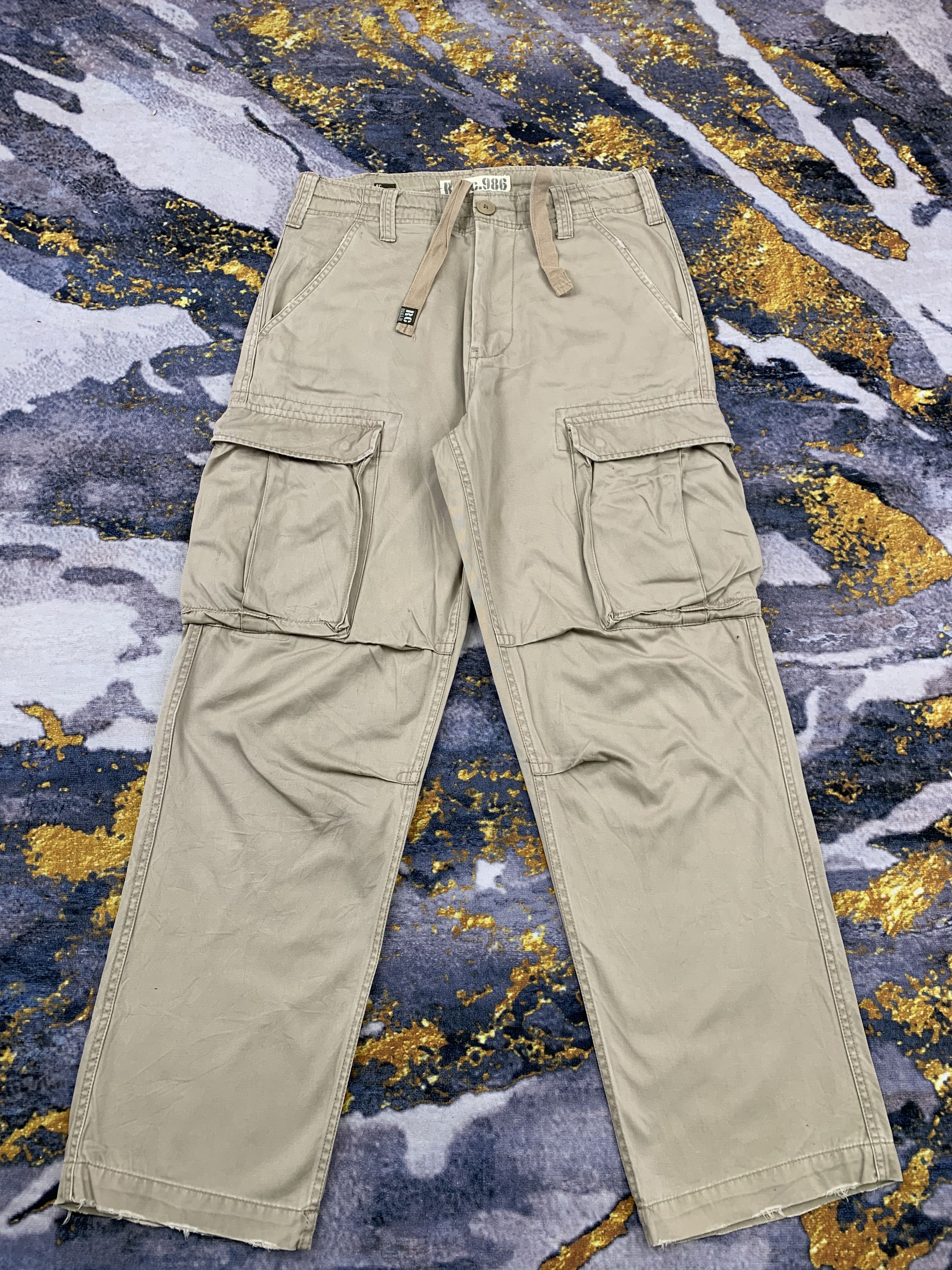 image of Vintage Real Crush Multipocket Cargo Pants in Khaki, Men's (Size 34)