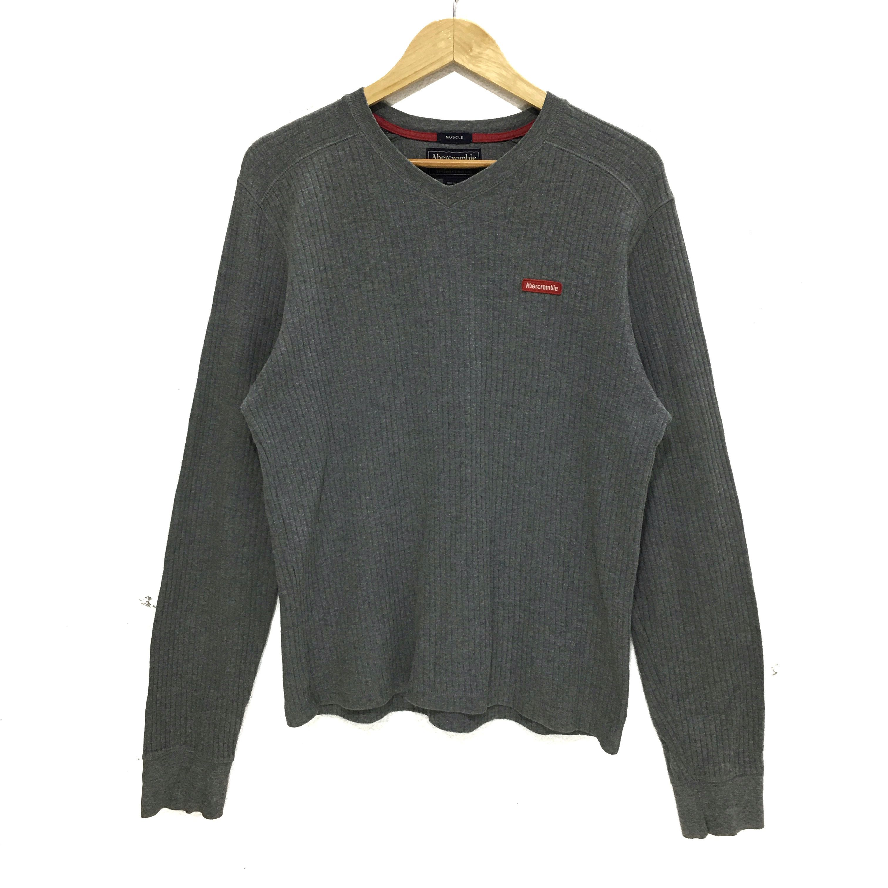Abercrombie & Fitch ABERCROMBIE & FITCH V Neck Gray Sweatshirt Sweater Size L / US 10 / IT 46 - 1 Thumbnail