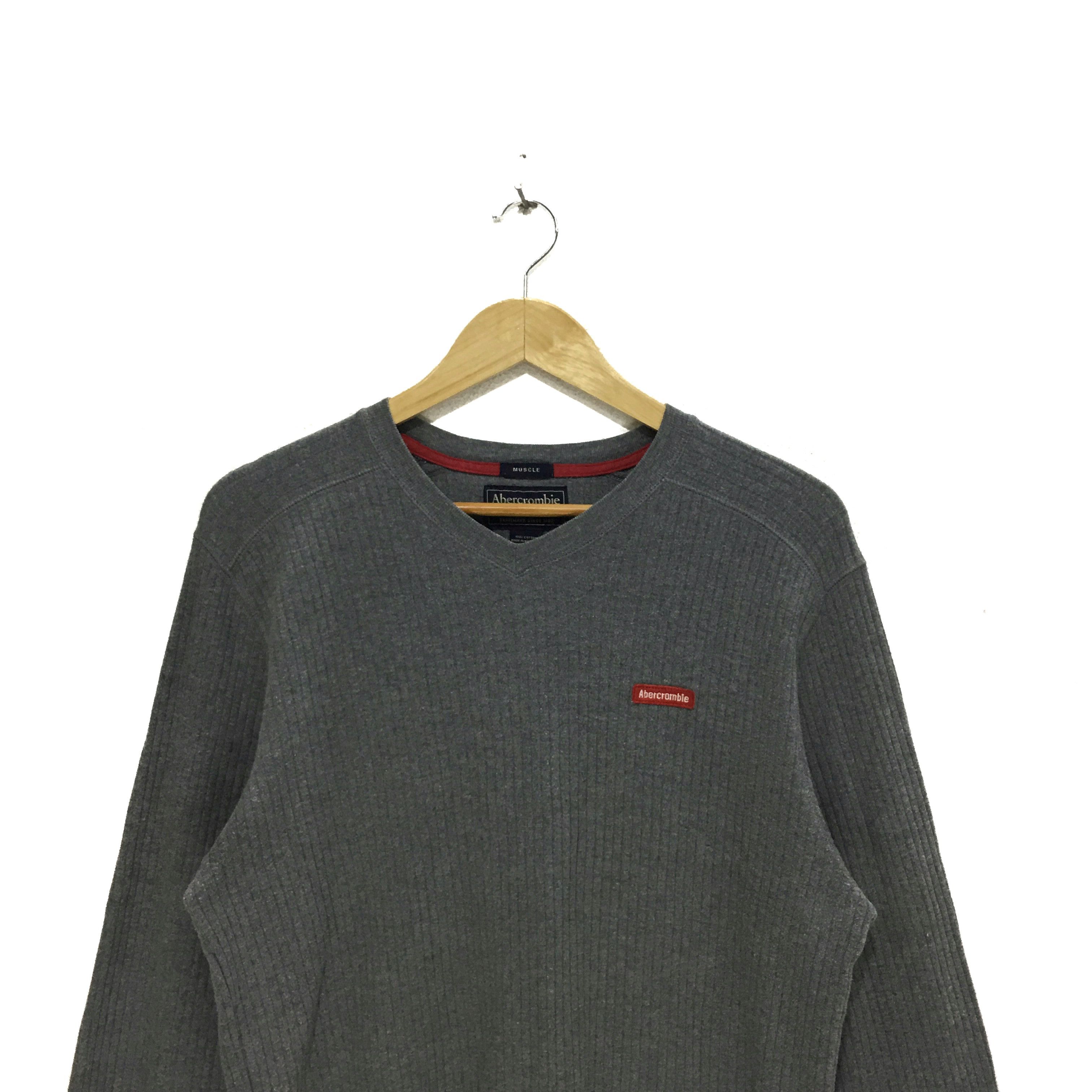 Abercrombie & Fitch ABERCROMBIE & FITCH V Neck Gray Sweatshirt Sweater Size L / US 10 / IT 46 - 2 Thumbnail