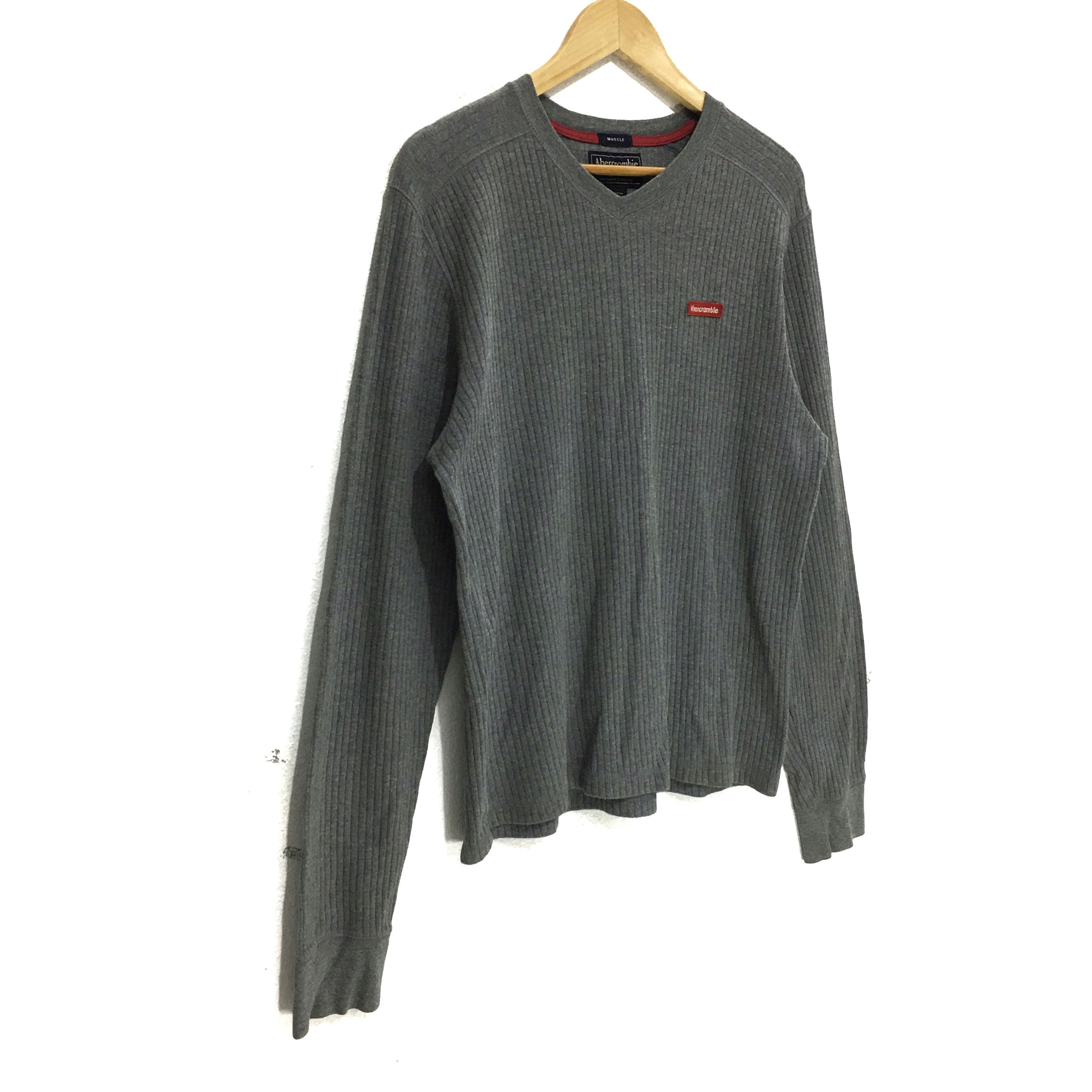 Abercrombie & Fitch ABERCROMBIE & FITCH V Neck Gray Sweatshirt Sweater Size L / US 10 / IT 46 - 4 Thumbnail