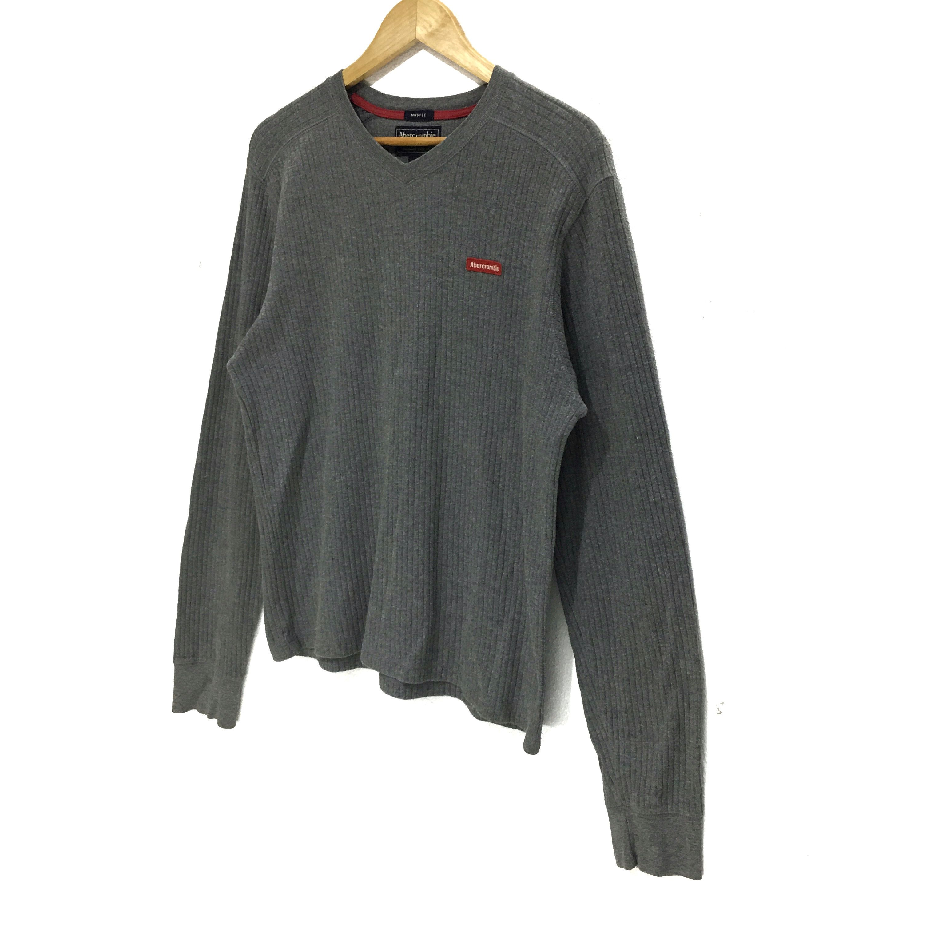 Abercrombie & Fitch ABERCROMBIE & FITCH V Neck Gray Sweatshirt Sweater Size L / US 10 / IT 46 - 5 Thumbnail