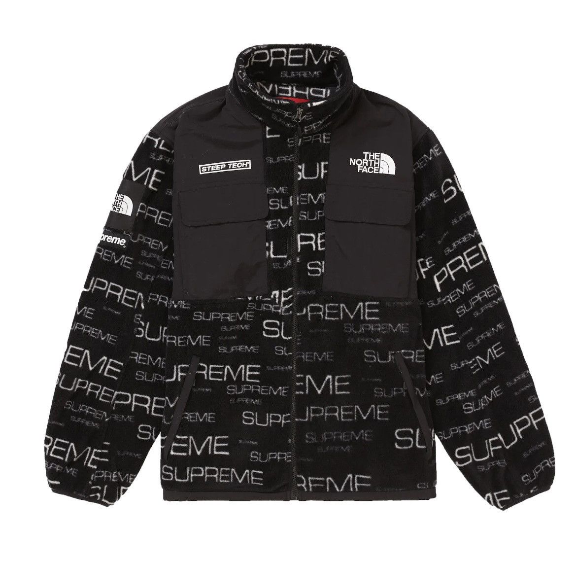 image of Supreme The North Face Steep Tech Fleece Jacket in Black, Men's (Size Large)