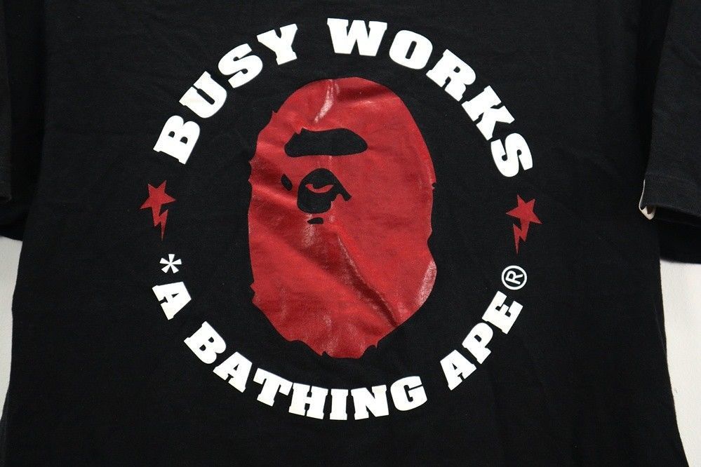 Vintage A Bathing Ape Busy Works Shirt Tee Big Logo size Medium