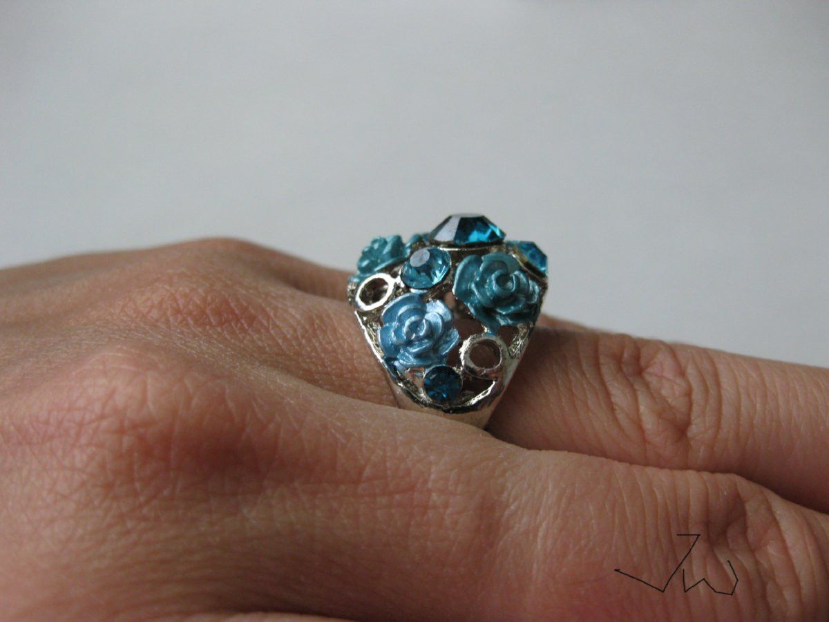 Jewelry Blue Rose CZs Ring - Size 8 Size ONE SIZE - 6 Thumbnail