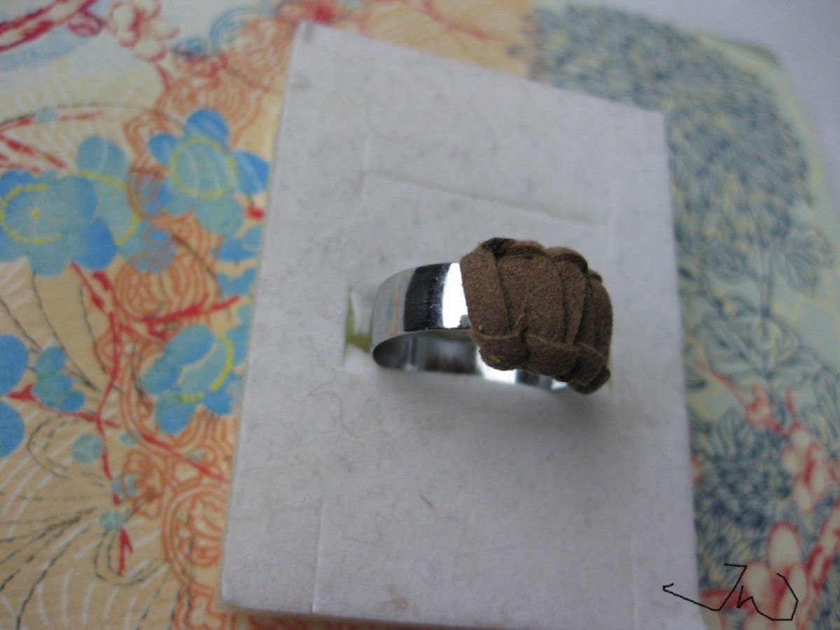 Handmade × Jewelry × Vintage Brown Leather Stainless Steel Ring - Size 8.5 Size ONE SIZE - 2 Thumbnail