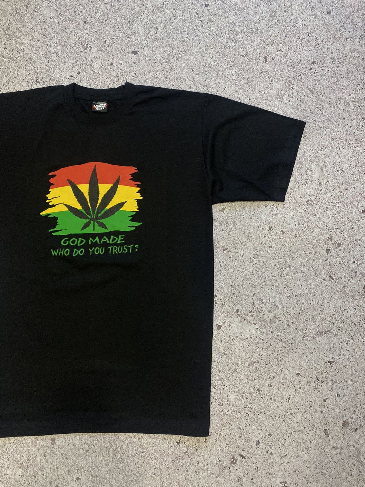 Band Tees × Vintage Vintage 90s Marijuana God Made Who Do You Trust T-shirt Y2K Size US XXL / EU 58 / 5 - 3 Thumbnail