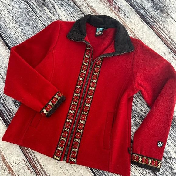 Kuhl Alf By Kuhl Red Bergan Wool Zip Front Jacket Size S / US 4 / IT 40 - 1 Preview