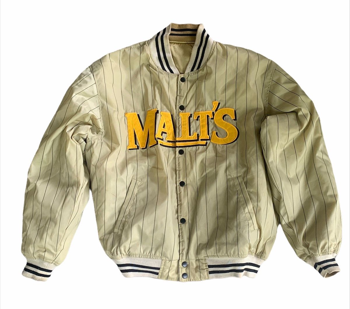 REVERSIBLE VINTAGE MALTS BEER BASEBALL VARSITY JACKET