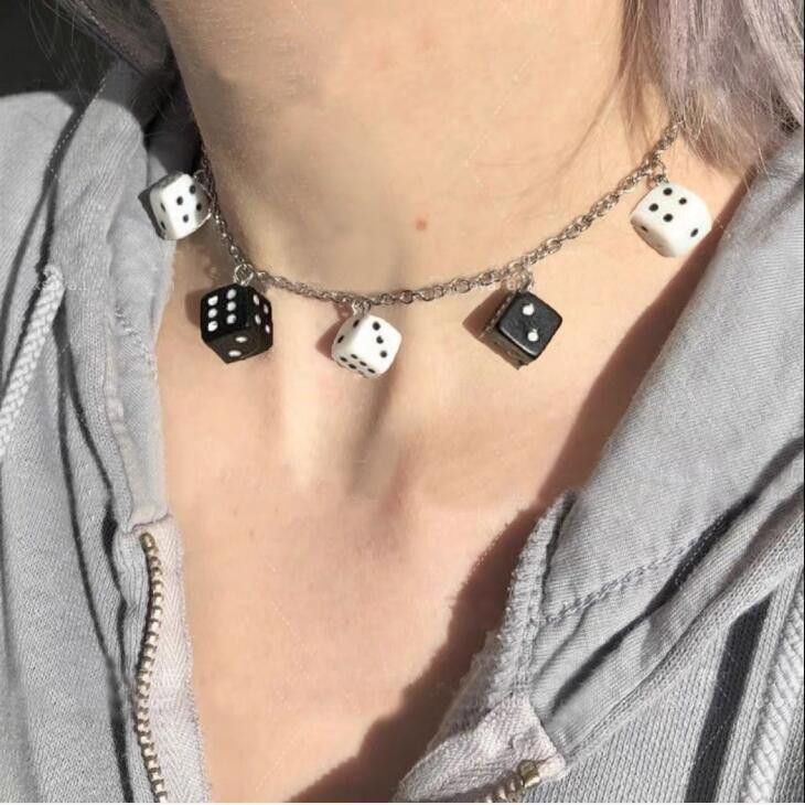 Jewelry Black White Dice Pendant Necklaces Size ONE SIZE - 1 Preview