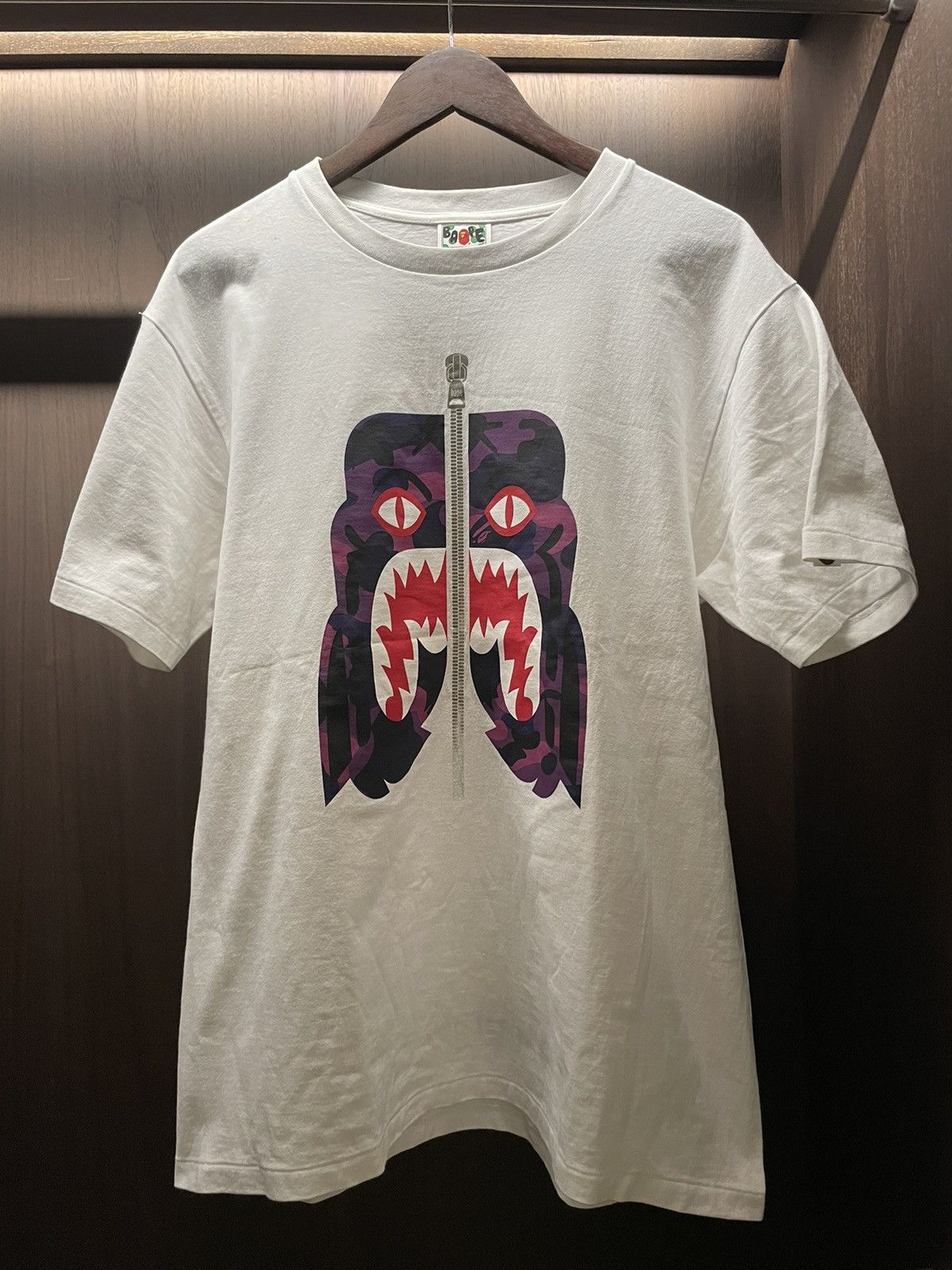 image of Bape Shark Tiger Tee in White, Men's (Size XL)