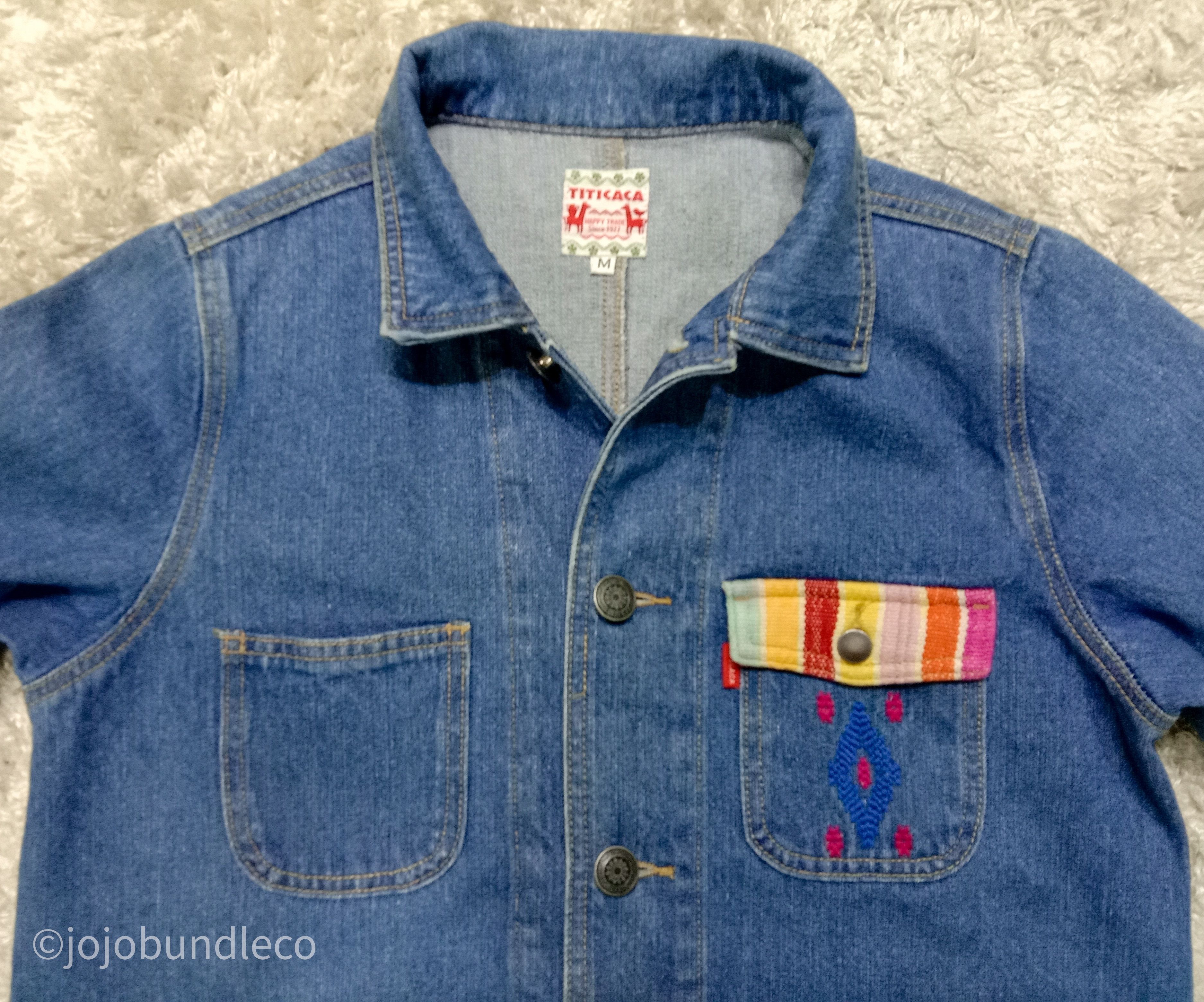 Japanese Brand Tribal style embroidery Titicaca denim jacket Size US S / EU 44-46 / 1 - 2 Thumbnail