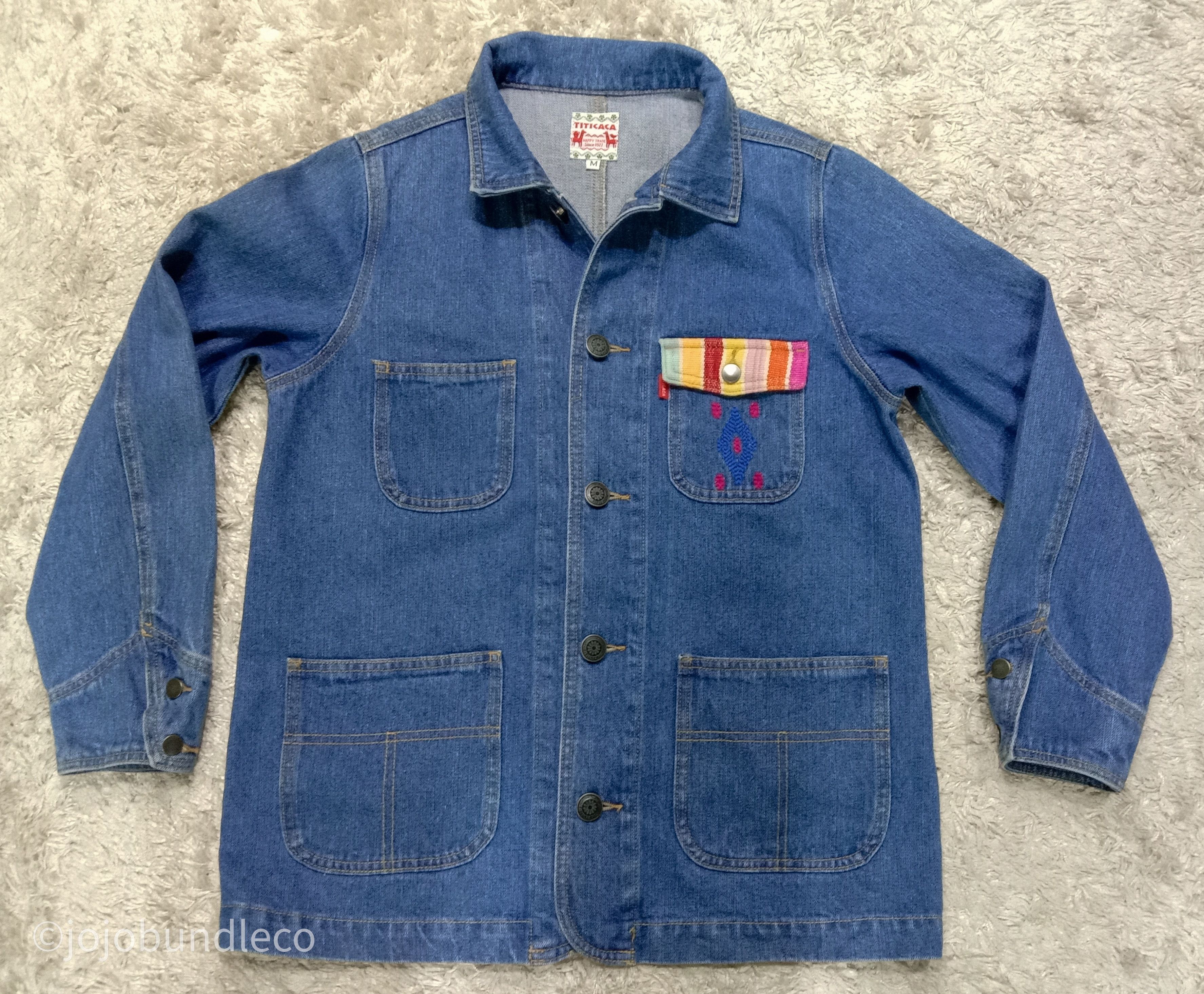 Japanese Brand Tribal style embroidery Titicaca denim jacket Size US S / EU 44-46 / 1 - 1 Thumbnail