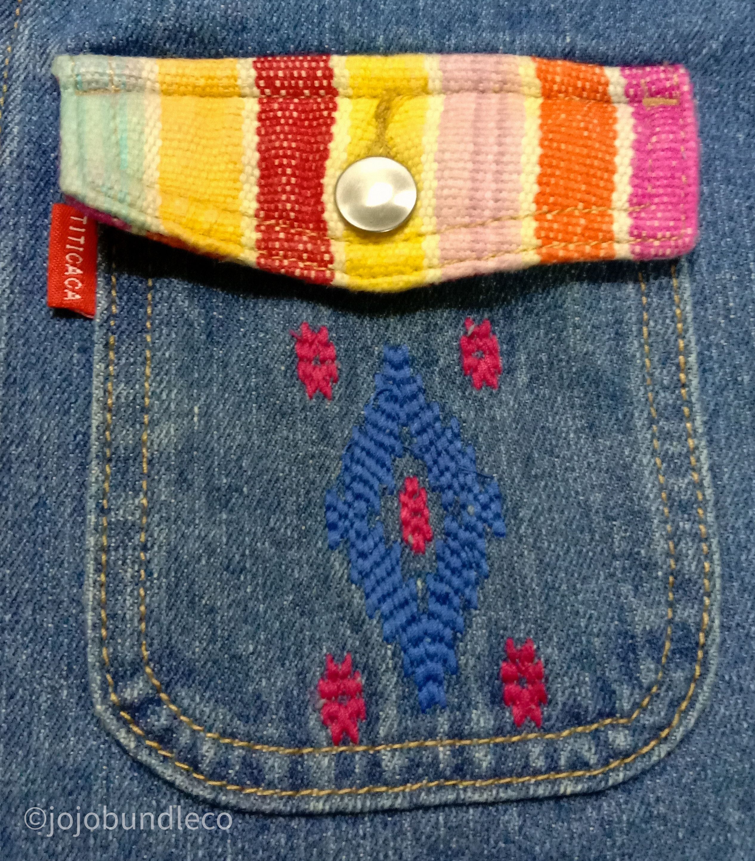 Japanese Brand Tribal style embroidery Titicaca denim jacket Size US S / EU 44-46 / 1 - 4 Thumbnail