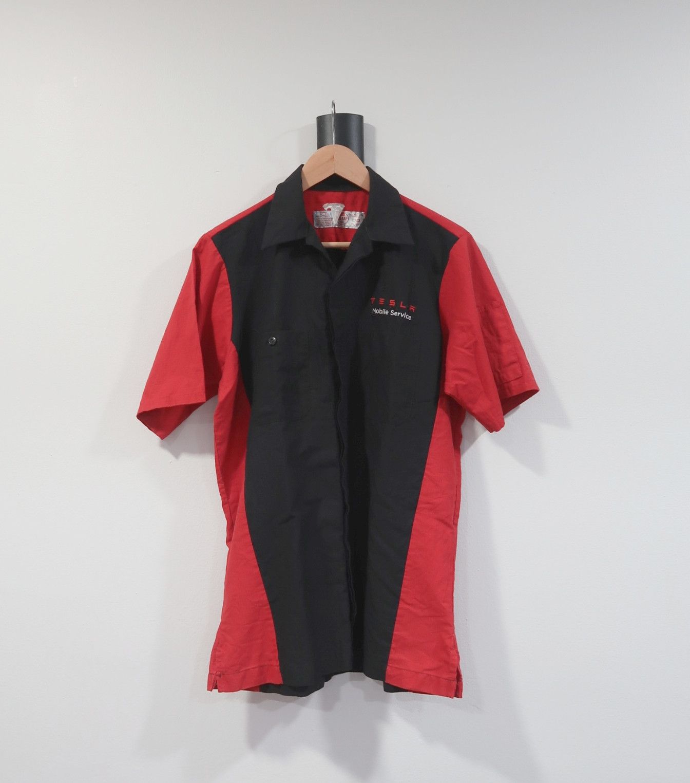 image of Tesla Mobile Service Uniform Shirt in Black/Red, Men's (Size Medium)