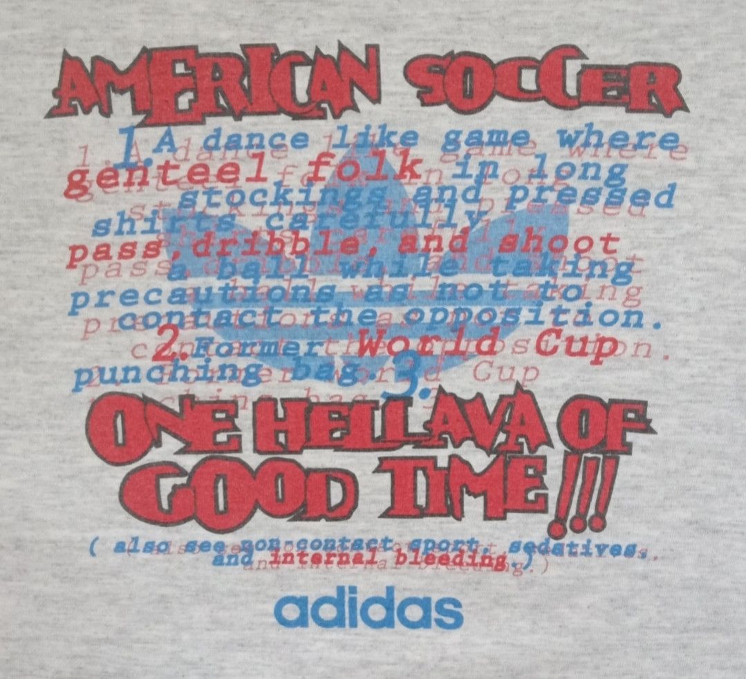 Adidas Vintage 90s Adidas : American Soccer Rare Graphics T-shirt Size US L / EU 52-54 / 3 - 3 Thumbnail