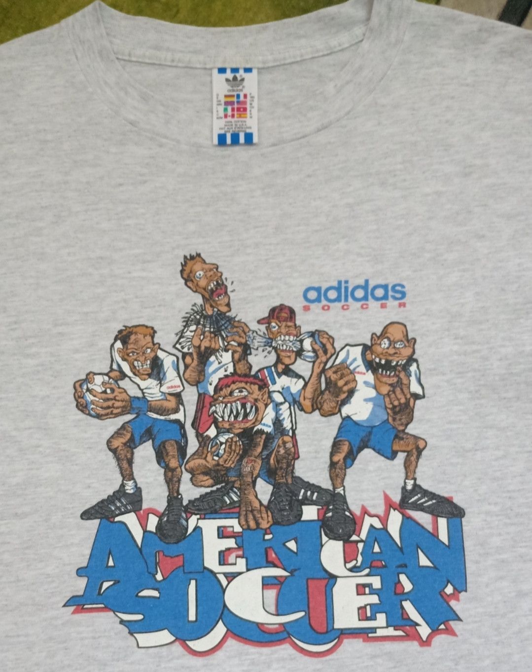 Adidas Vintage 90s Adidas : American Soccer Rare Graphics T-shirt Size US L / EU 52-54 / 3 - 5 Thumbnail
