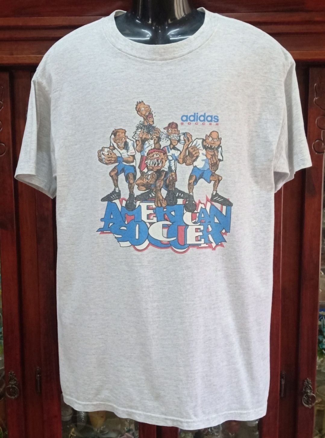 Adidas Vintage 90s Adidas : American Soccer Rare Graphics T-shirt Size US L / EU 52-54 / 3 - 2 Thumbnail