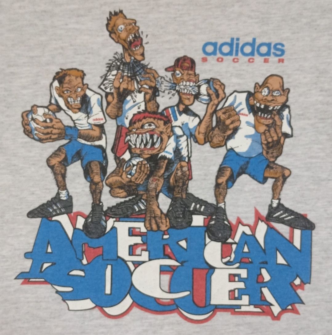 Adidas Vintage 90s Adidas : American Soccer Rare Graphics T-shirt Size US L / EU 52-54 / 3 - 1 Thumbnail