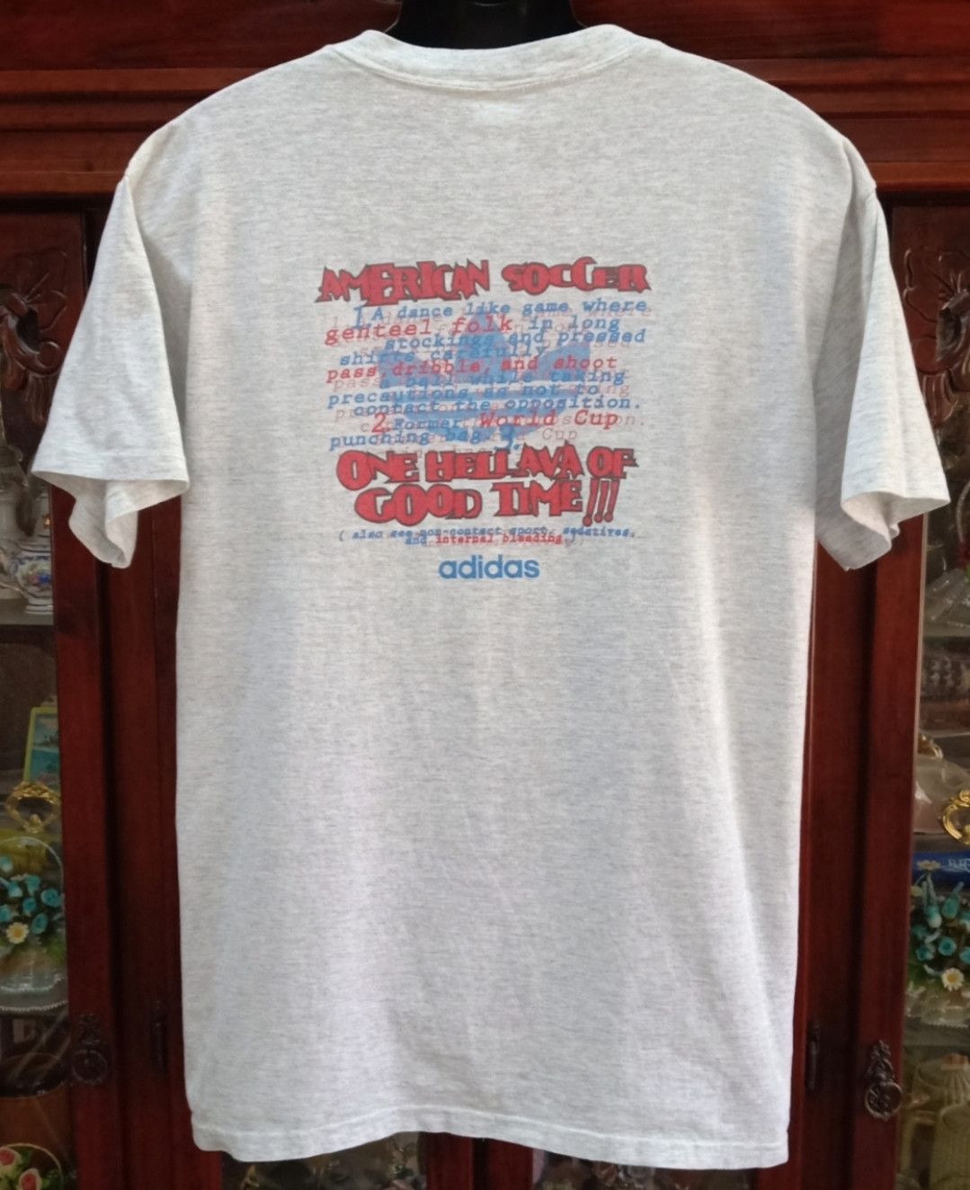 Adidas Vintage 90s Adidas : American Soccer Rare Graphics T-shirt Size US L / EU 52-54 / 3 - 4 Thumbnail