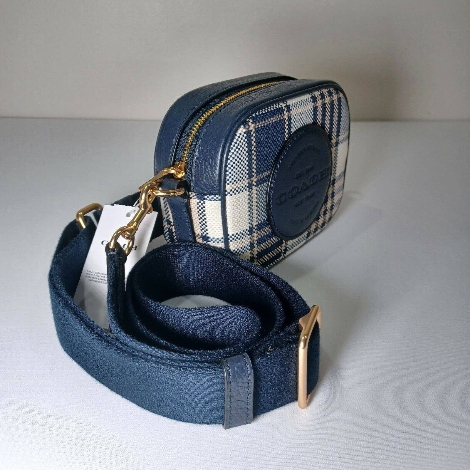 NWT Coach C8681 Plaid Dempsey Camera Bag Midnight Multi