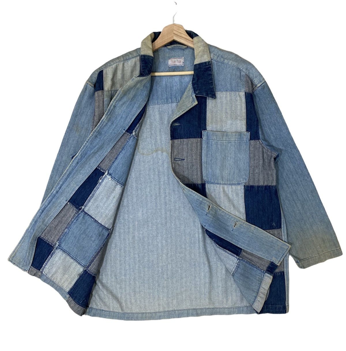 Blue Blue Japan × Indigo × Pure Blue Japan ICONIC🔥BLUE BLUE JAPAN PATCHWORK STRIPE WORKWEAR JACKET Size US L / EU 52-54 / 3 - 5 Thumbnail