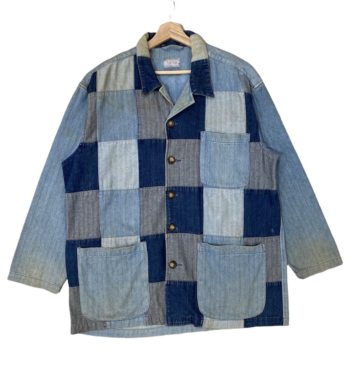 Blue Blue Japan × Indigo × Pure Blue Japan ICONIC🔥BLUE BLUE JAPAN PATCHWORK STRIPE WORKWEAR JACKET Size US L / EU 52-54 / 3 - 1 Thumbnail