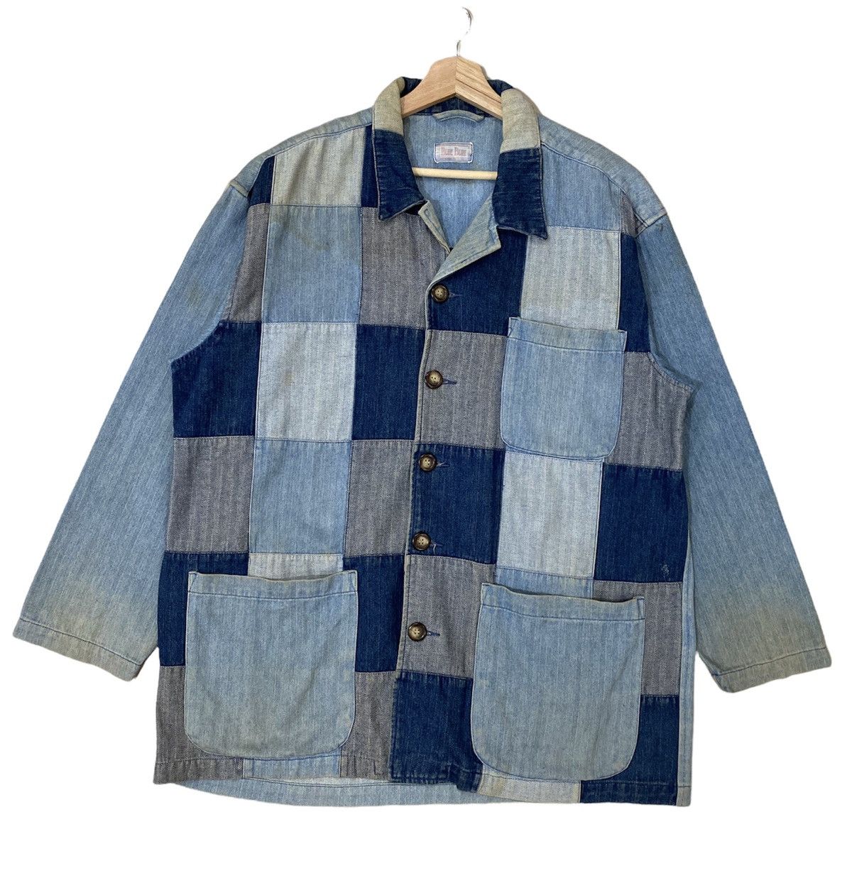 Blue Blue Japan × Indigo × Pure Blue Japan ICONIC🔥BLUE BLUE JAPAN PATCHWORK STRIPE WORKWEAR JACKET Size US L / EU 52-54 / 3 - 2 Thumbnail
