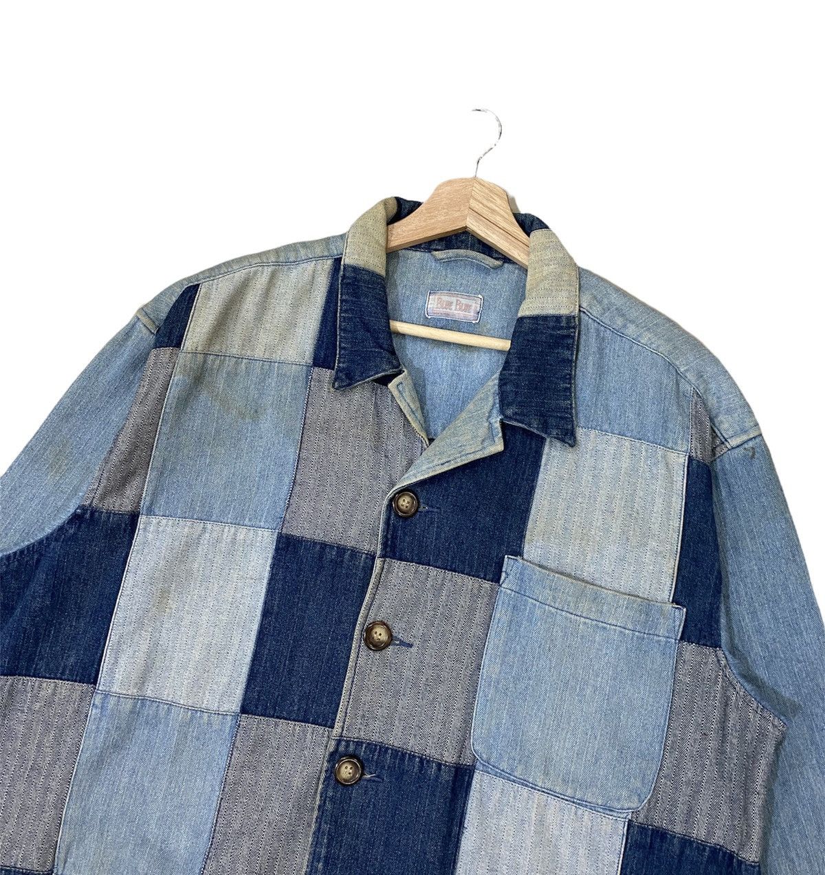 Blue Blue Japan × Indigo × Pure Blue Japan ICONIC🔥BLUE BLUE JAPAN PATCHWORK STRIPE WORKWEAR JACKET Size US L / EU 52-54 / 3 - 4 Thumbnail