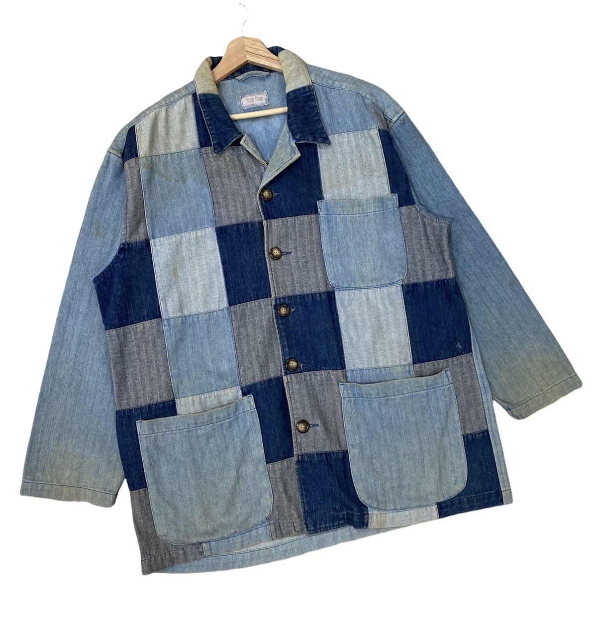 Blue Blue Japan × Indigo × Pure Blue Japan ICONIC🔥BLUE BLUE JAPAN PATCHWORK STRIPE WORKWEAR JACKET Size US L / EU 52-54 / 3 - 3 Thumbnail