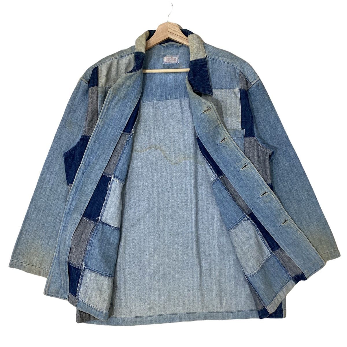 Blue Blue Japan × Indigo × Pure Blue Japan ICONIC🔥BLUE BLUE JAPAN PATCHWORK STRIPE WORKWEAR JACKET Size US L / EU 52-54 / 3 - 6 Thumbnail