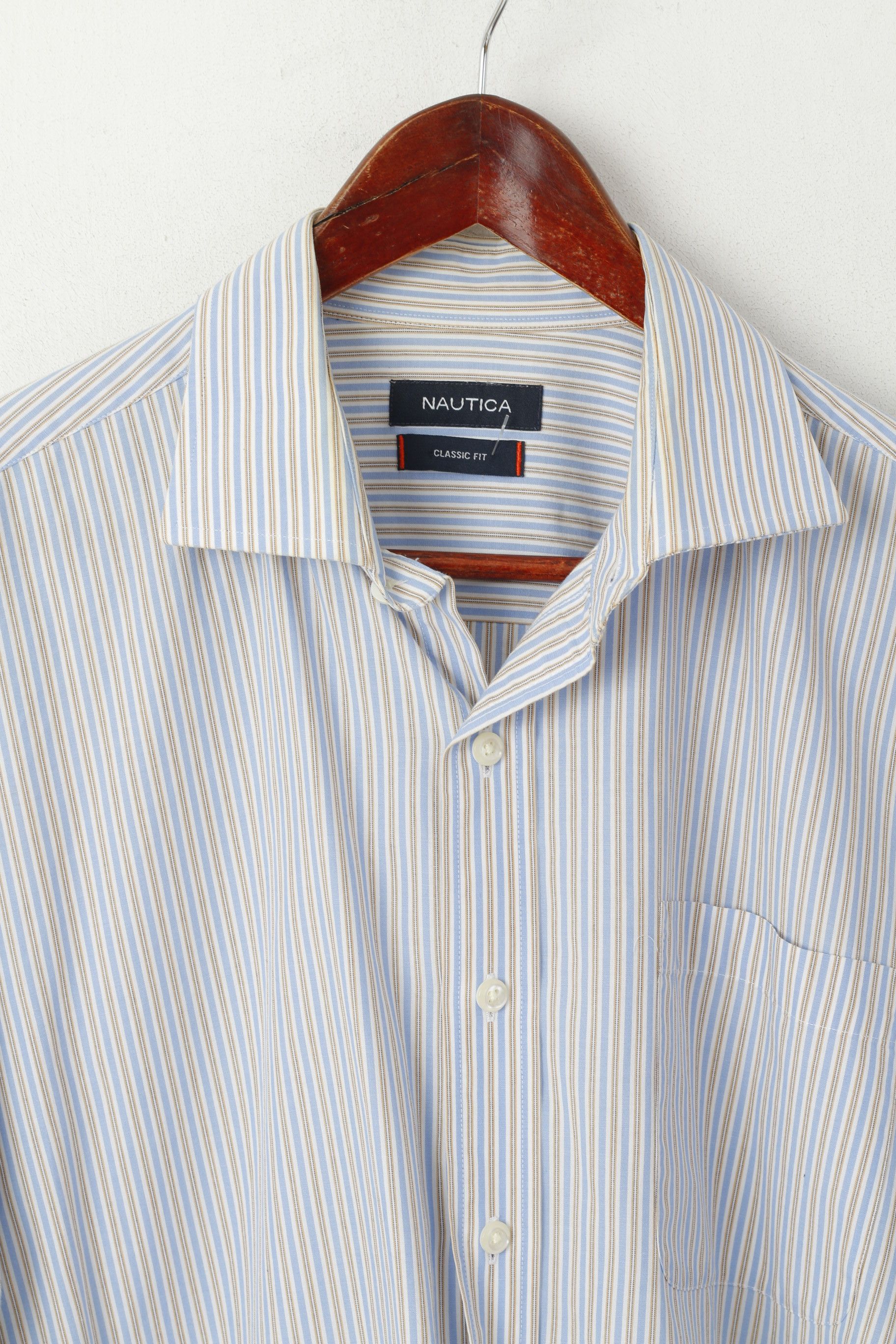 Nautica Nautica Men 34/35 16.5 XXL Casual Shirt Blue Striped 2805 Size US XXL / EU 58 / 5 - 2 Thumbnail