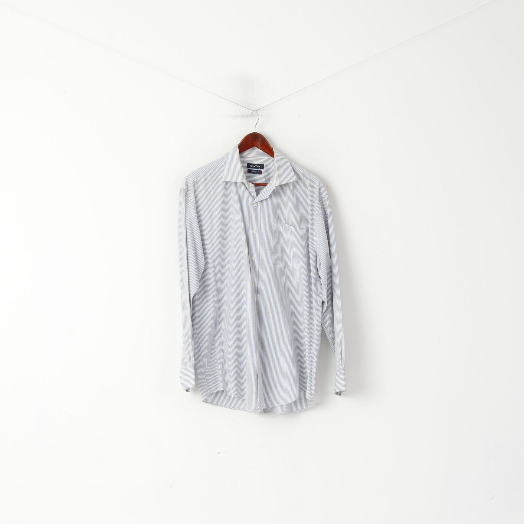 Nautica Nautica Men 34/35 16.5 XXL Casual Shirt Blue Striped 2805 Size US XXL / EU 58 / 5 - 1 Thumbnail