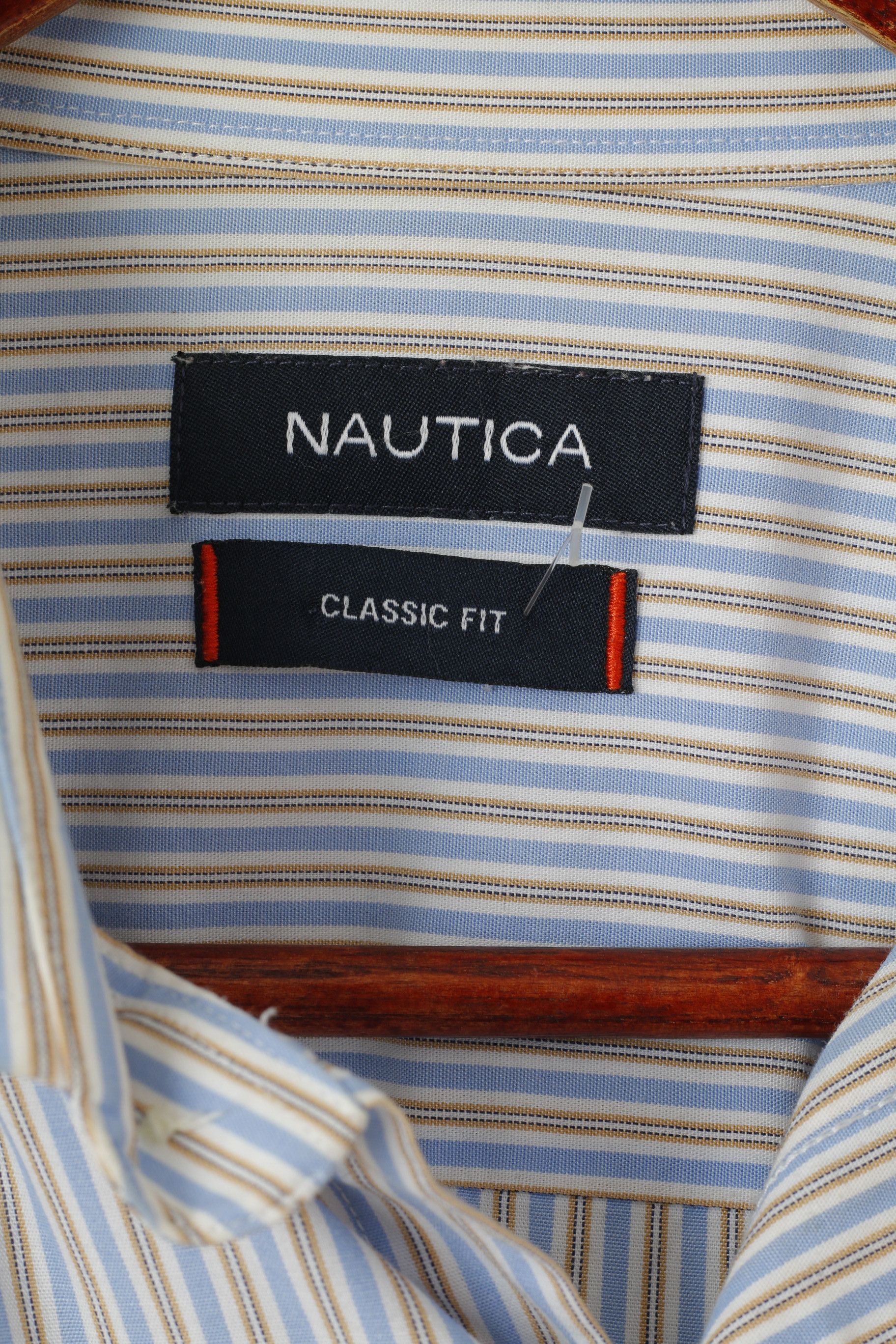 Nautica Nautica Men 34/35 16.5 XXL Casual Shirt Blue Striped 2805 Size US XXL / EU 58 / 5 - 4 Thumbnail