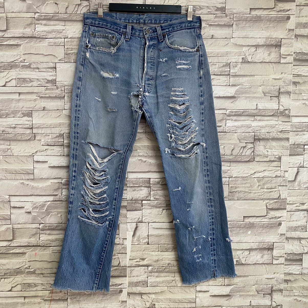 Levi's Vintage 80s Levis 501 Redline Thrashed Jeans Size US 32 / EU 48 - 3 Thumbnail
