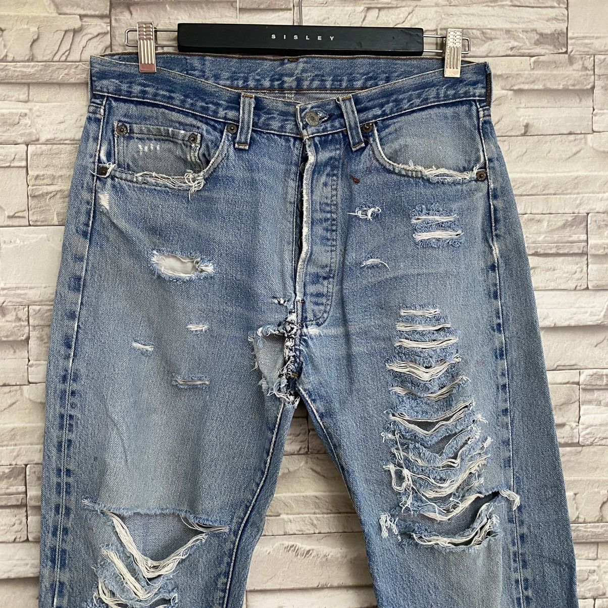 Levi's Vintage 80s Levis 501 Redline Thrashed Jeans Size US 32 / EU 48 - 4 Thumbnail