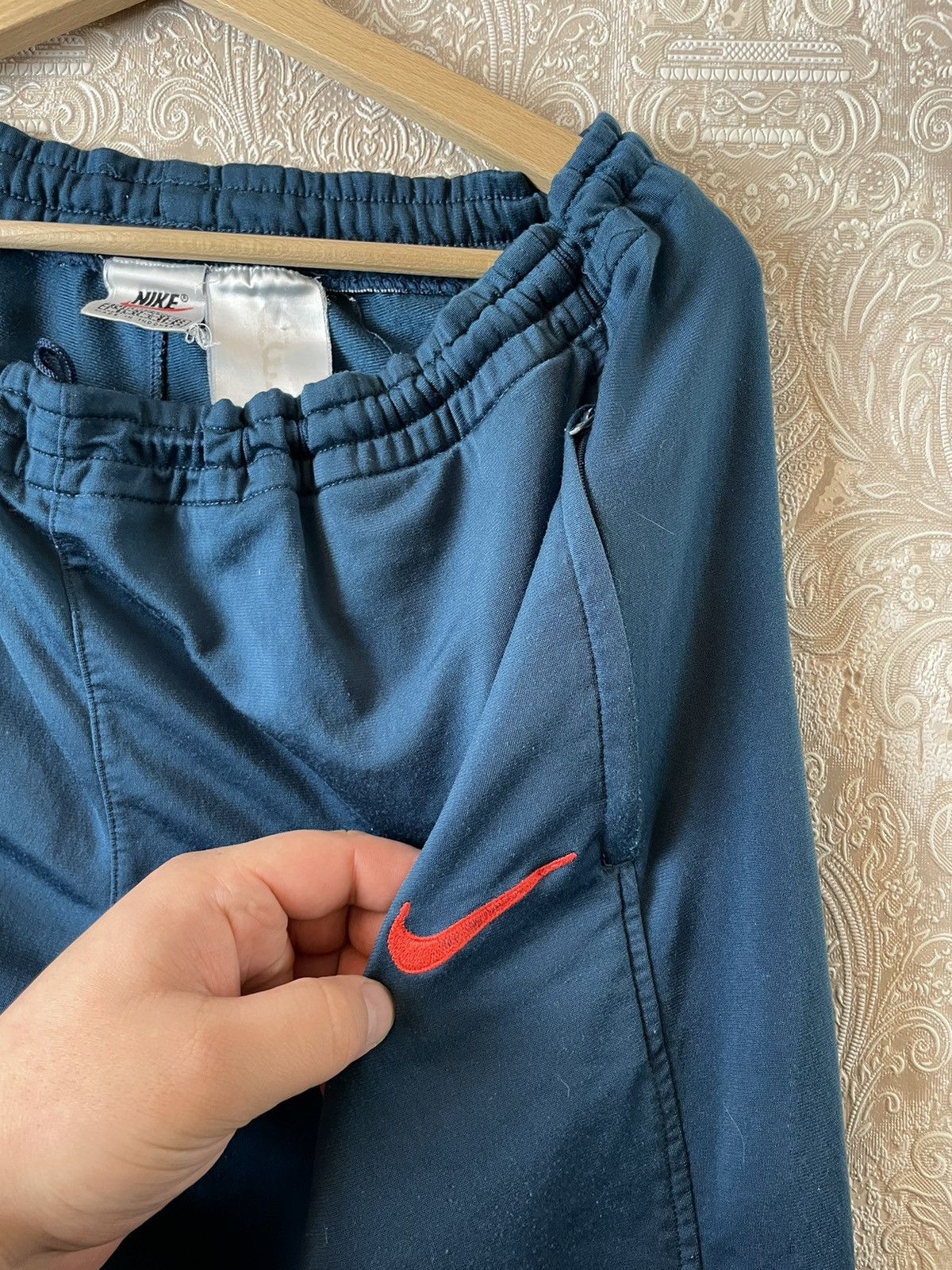 Nike × Vintage Vintage Y2K Nike Big Logo Swoosh Track Sweat Pants Joggers Size US 35 - 5 Thumbnail