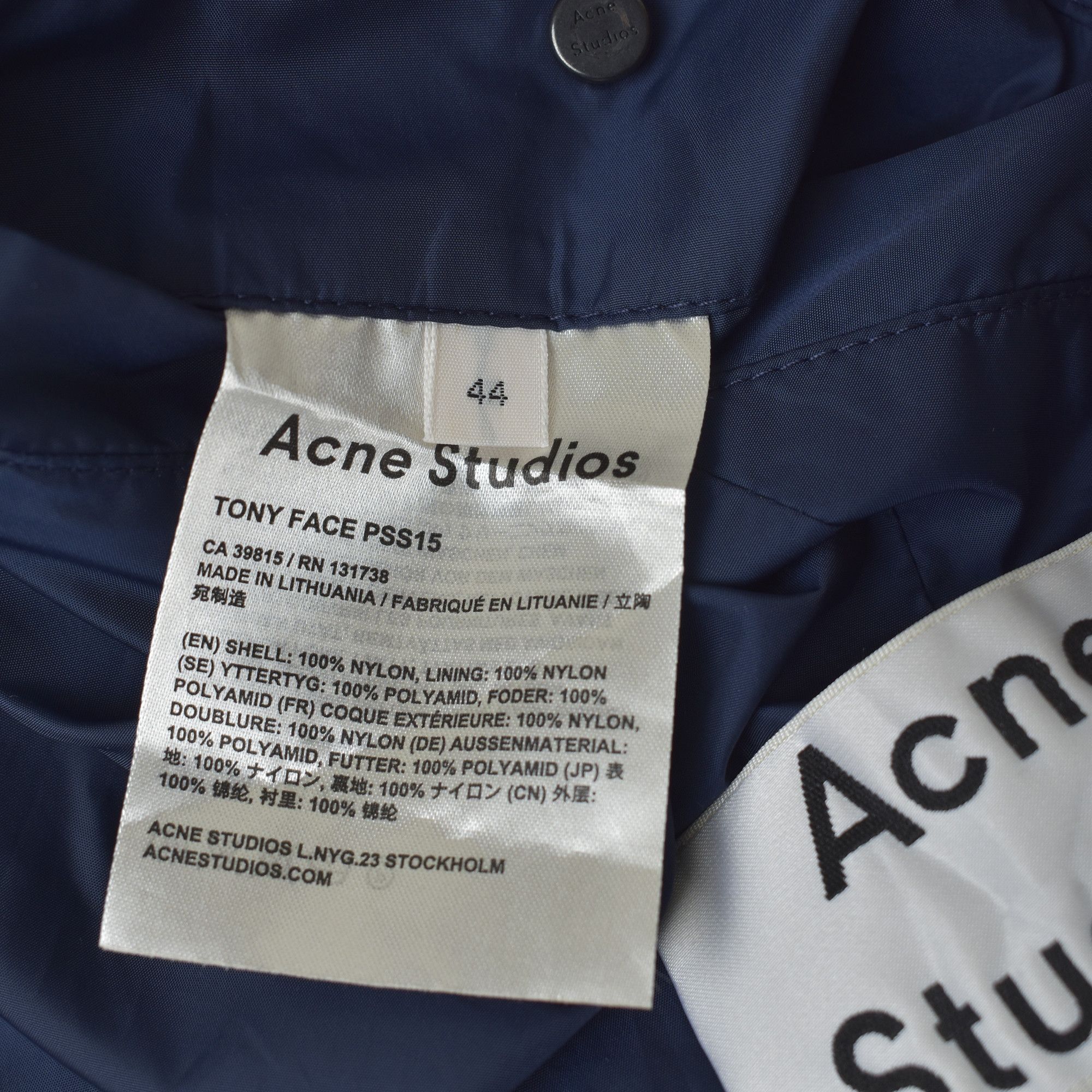 Acne Studios Acne Studios Tony Face Coach Jacket Nylon Padded Navy Size US M / EU 48-50 / 2 - 5 Thumbnail