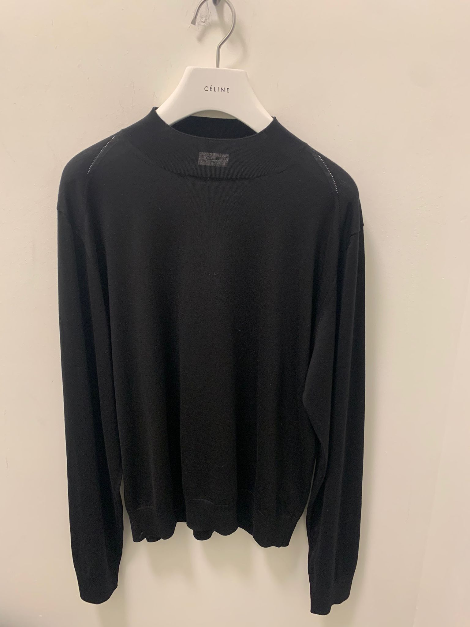 Image of Celine Iconic Merino Pullover In Black, Men's (Size 2XL)