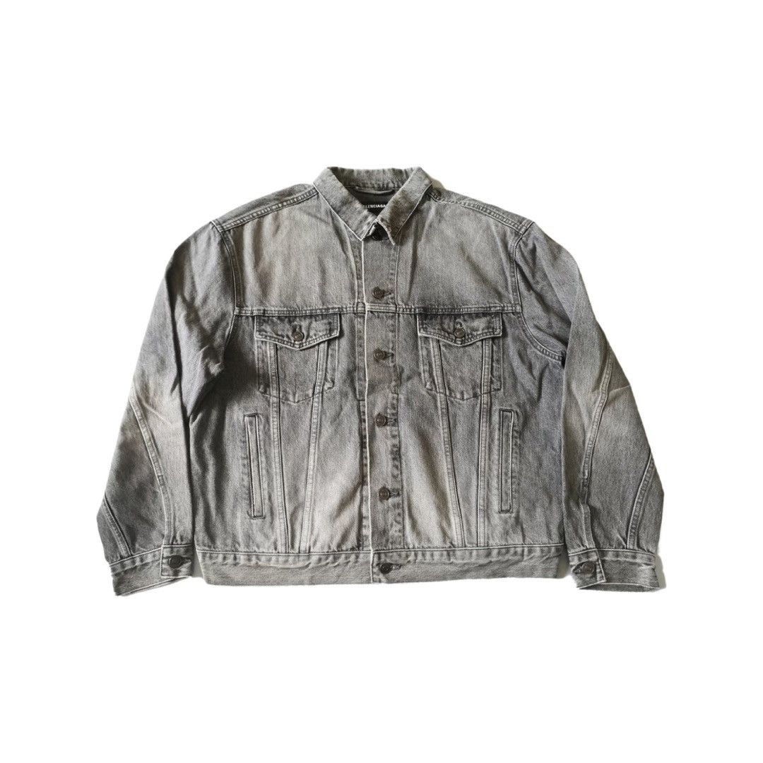 Balenciaga Back logo washed distressed denim jacket Size US M / EU 48-50 / 2 - 2 Thumbnail
