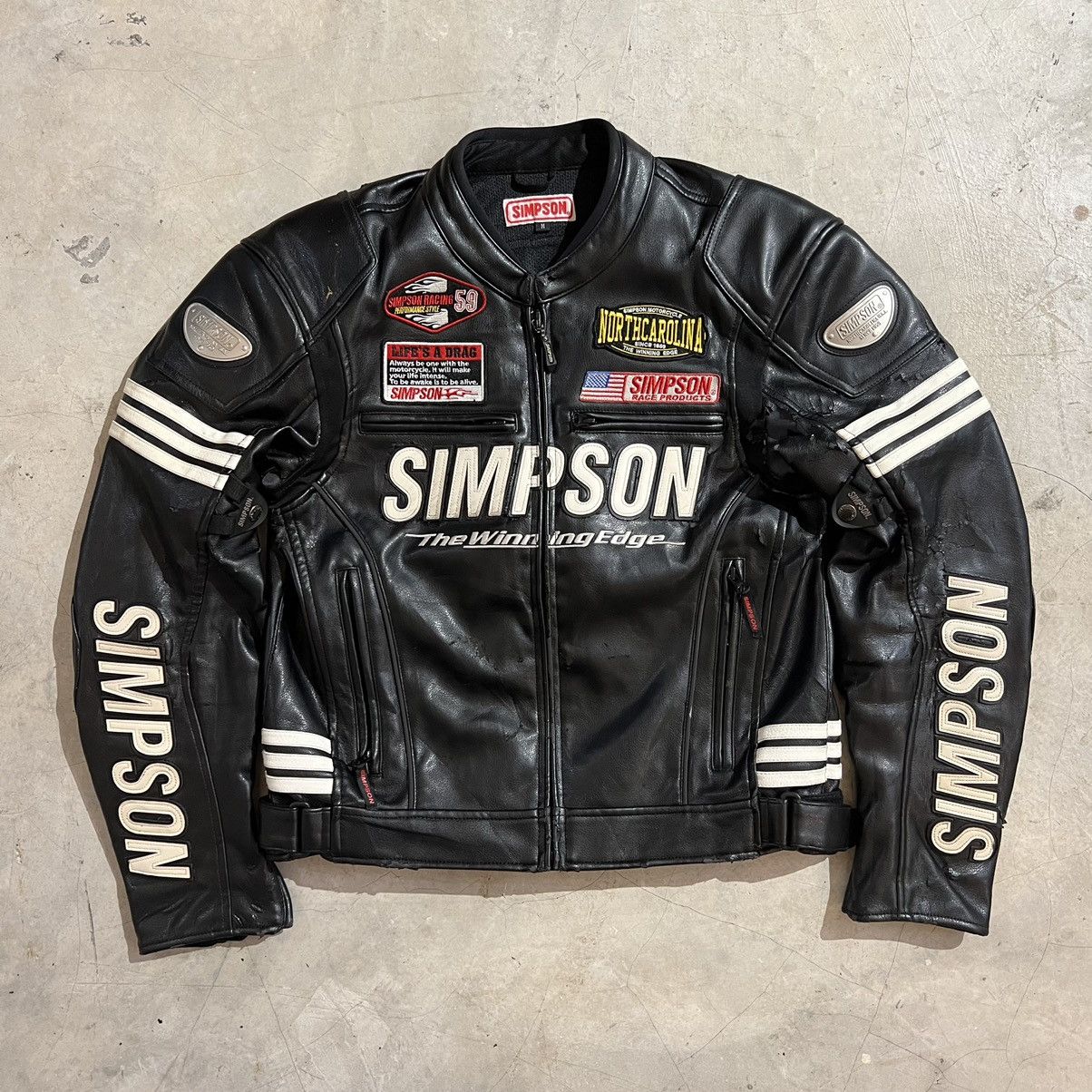 Leather Jacket Racing Vintage Vintage Simpson Racing Full Patches Leather Jackets Grailed