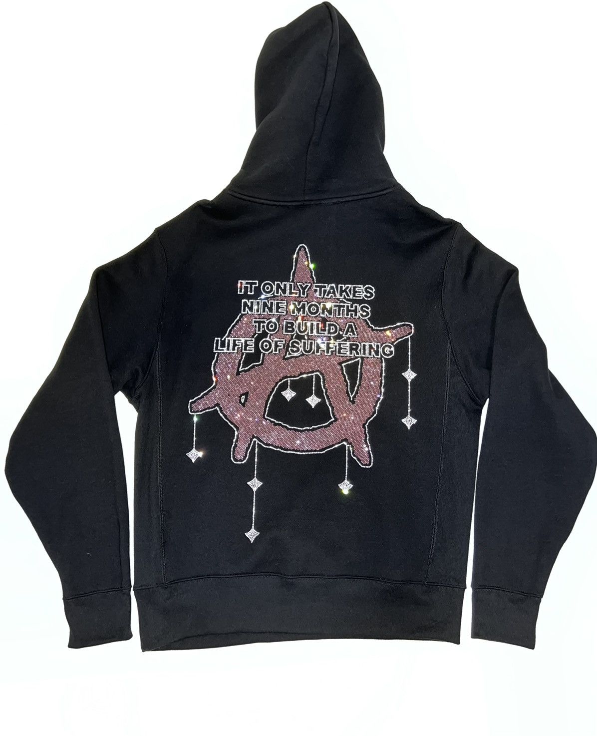 Revenge Revenge Black Nine Months Hoodie Rhinestone Grailed