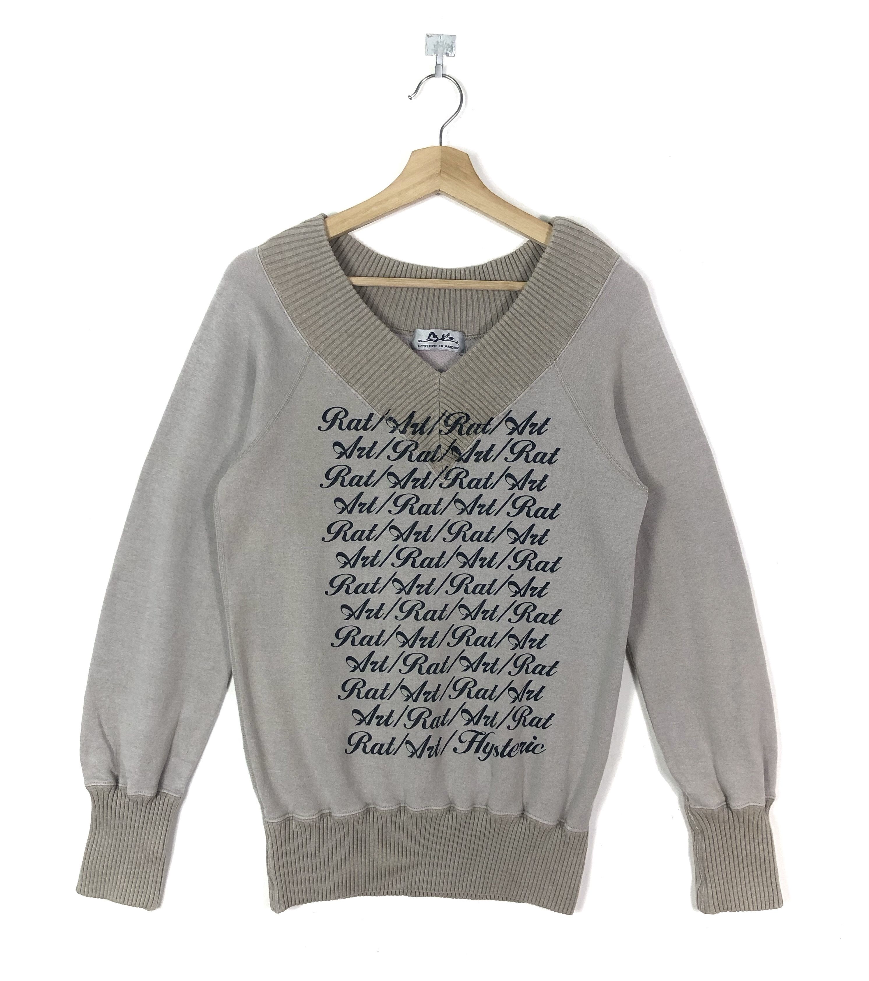 Hysteric Glamour RARE🔥HYSTERIC GLAMOUR RAT ART SPELLOUT V-NECK JUMPER Size M / US 6-8 / IT 42-44 - 1 Thumbnail