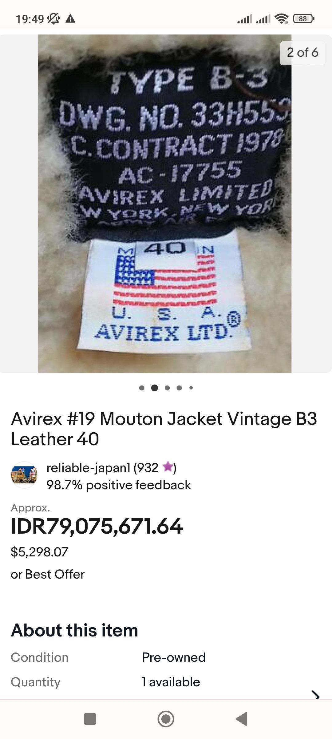 Avirex AVIREX LIMITED LEATHER TYPE B3 SHEEPSKIN HOOD FLIGHT JACKET Size US S / EU 44-46 / 1 - 17 Thumbnail